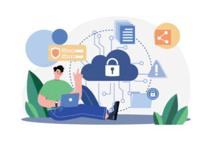 Cloud Data Security Illustration concept. A flat illustration is